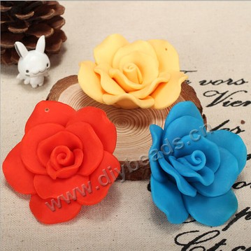Bead, polymer clay,mixed color,60x20mm flower. Sold per pkg of 10.