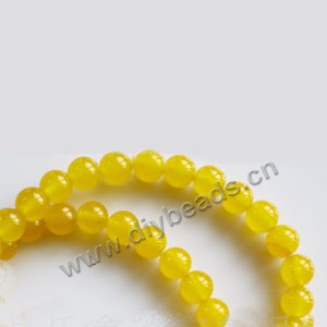 Bead, yellow "jade" (dyed), 8mm round. Sold per 15-inch strand