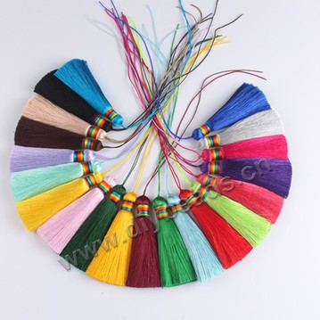 8cm fringe 14cm loop colorful winding wire silk tassel