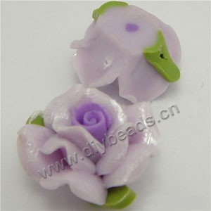 Bead, polymer clay, purple,pearl luster, 20mm rose. Sold per pkg of 12.