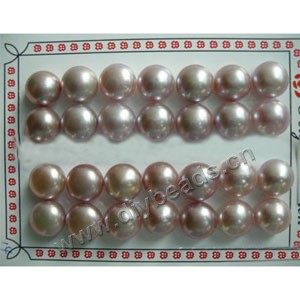 pearl, cultured freshwater ,mauve,12-13mm half-drilled button, AAA grade.Sold per pkg of 16 pairs