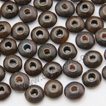 Bead,wood (dyed /waxed),coffee color,6x12mm abacus beads with 4mm hole. Sold per pkg of 500ps.