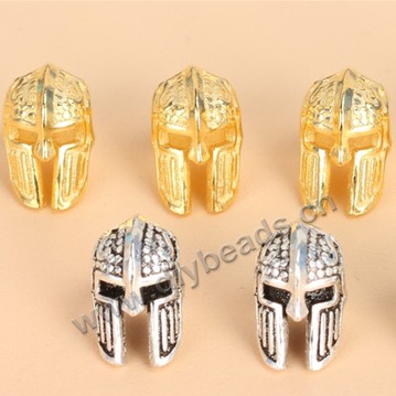 Bead, 925 sterling silver, 24k gold plated roman head beads,   Sold per pkg of 1 bag-10 pieces.