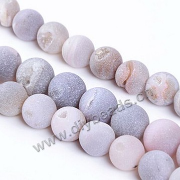 Bead,geode agate,pink color,frosted 18mm round, Sold per one strand.