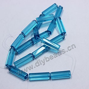 Bead, glass, blue, 5x20mm cube ,approximately 20ps/strand. sold by per pkg 20strands
