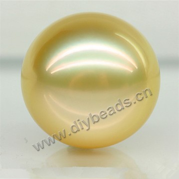 Pearl, gold saltwater(natural), gold, 13-14mm round,loose beads, Sold per package of 1pcs