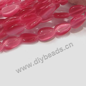 Bead, cat's eye glass,peach ,12x8mm heart. Sold per 15-inch strand.
