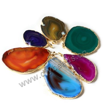 Pendant, agate, mix colors, 30-50mm. Sold per pkg of 2 pcs.