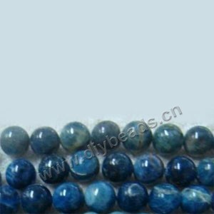 Bead, blue apatite(natural) , 14mm round . Sold per 16-inch strand
