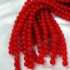 Bead, Malaysia "jade" (dyed), red, 10mm round, Mohs hardness 7. Sold per 15-inch strand