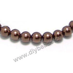 Bead, glass pearl, coffee, 12mm round. Sold per pkg of 10 strands.