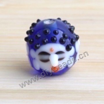 Bead, lampworked glass,Buddha beads, 14x14mm round.mini order 50pc 