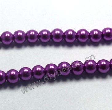 Bead, glass pearl, light purple, 10mm round. Sold per pkg of 32-inch strands.