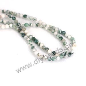 Bead, tree agate (natural), 4mm round. Sold per 15-inch strand.
