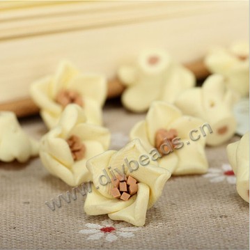 Bead, polymer clay,yellow,15x8mm flower. Sold per pkg of 5.