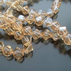 bead,glass,champagne,8mm faceted twisted oval,sold per pkg 50ps,A grade