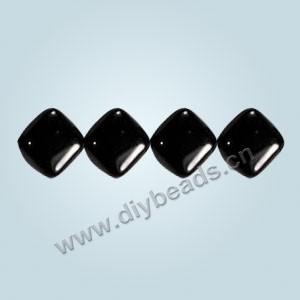 Bead, black agate (dyed),12x12x5mm puffed diamond. Sold per 16-inch strand
