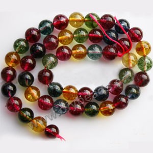Bead, multicolored tourmaline (imitation), 8mm round. Sold per 16-inch strand,approximately 49 beads .
