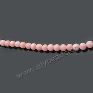 Bead, pink coral (imitation), 4mm round. Sold per 15-inch strand.